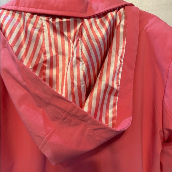 Dennis Basso Water Resistant Trench Coat Detachable Hood Belt Pink Large Petite - Picture 5 of 6